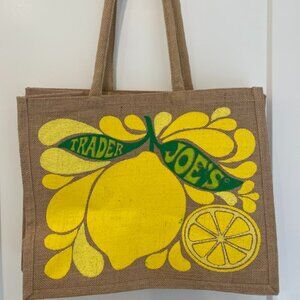 Trader Joe's Lemon Jute Tote Bag NWT